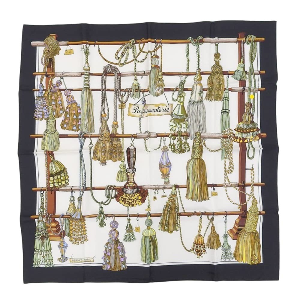 HERMES Authentic Black Silk Scarf